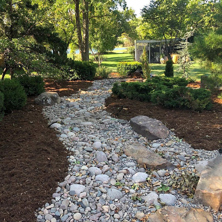 A stone pebble rock path.